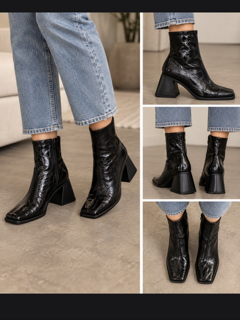 Katy Perry Collections Glossy Black Ankle Booties  Sz 5 NWT